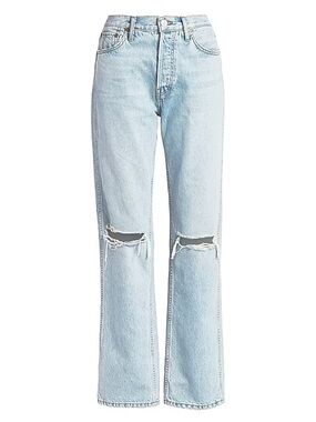 RE/DONE High-Rise Ripped-Knee Loose Jeans